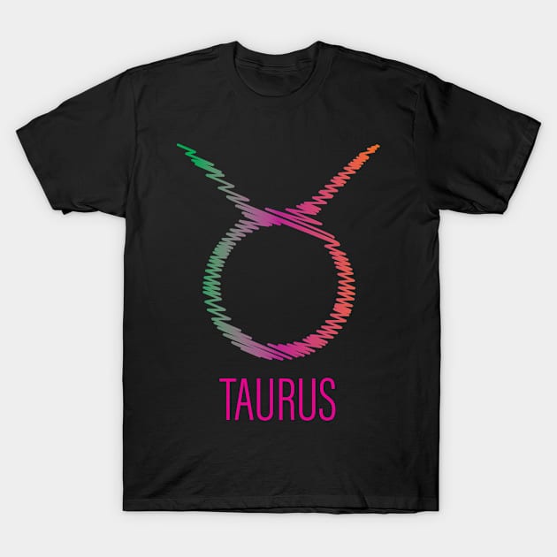 Taurus Zodiac Scribble Multicolor T-Shirt by centeringmychi